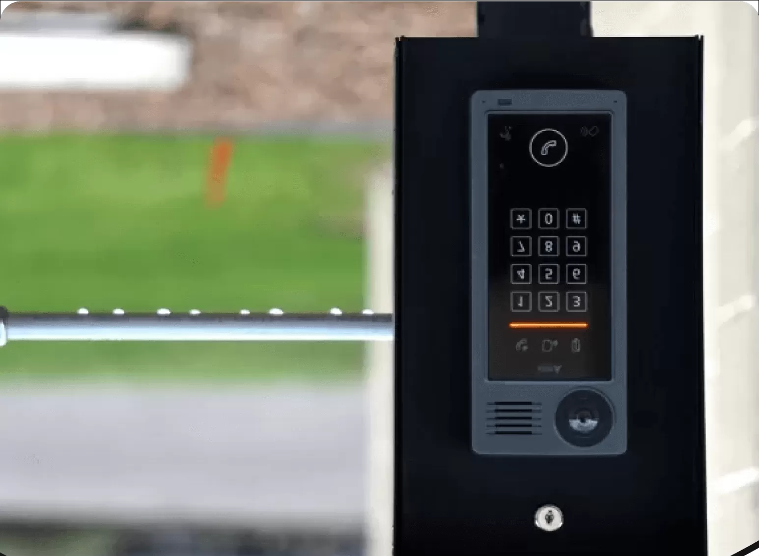 Intercom entry system at a commercial reception
